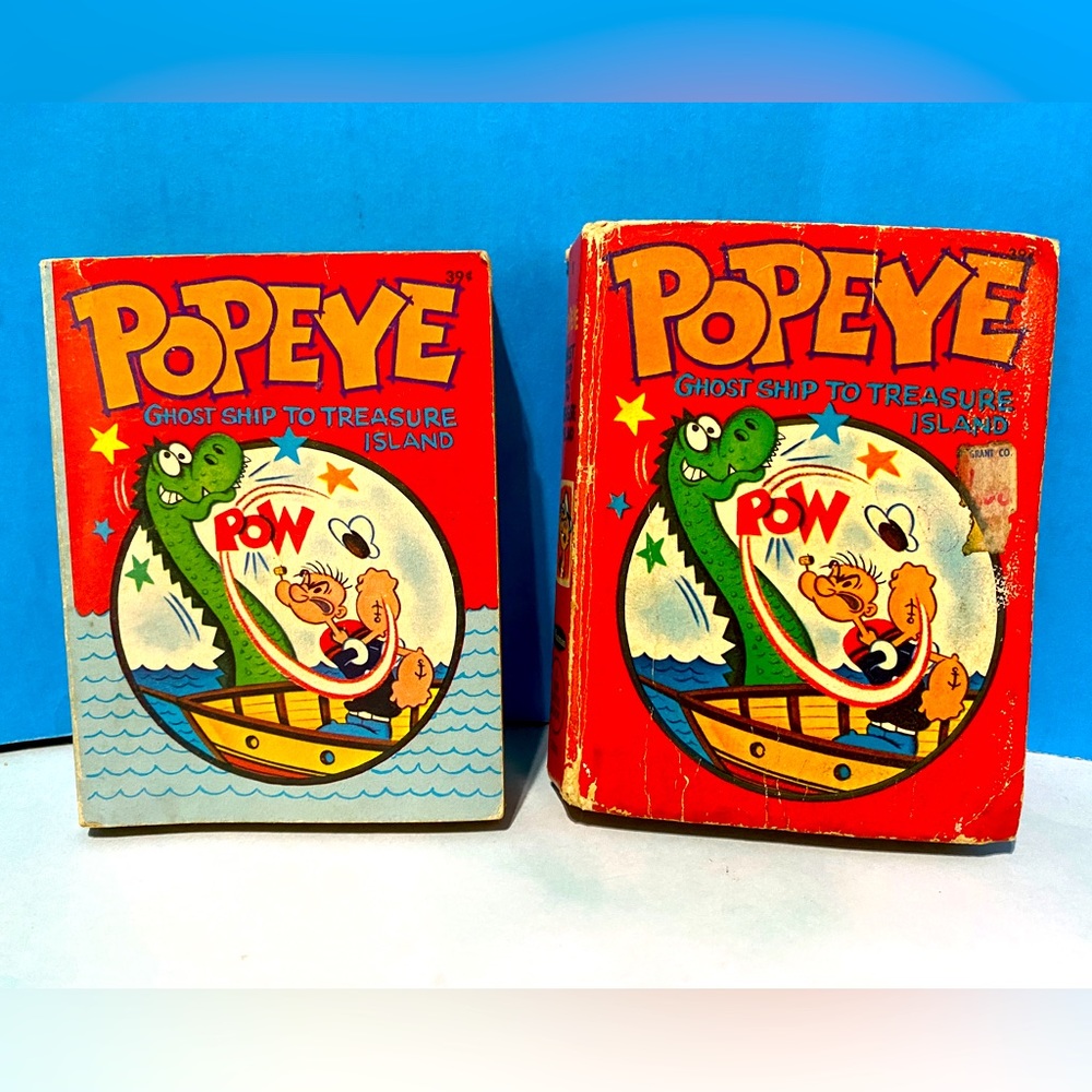 POPEYE GHOST SHIP TO TREASURE ISLAND 1967 HARDCOVER & PAPERBACK BOOKS WHITMAN